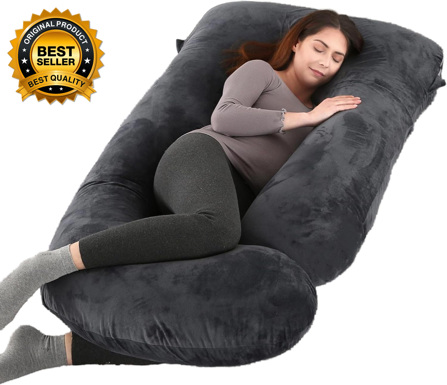 57-inch Full Body Pregnancy Pillow - Removable & Washable Maternity Support