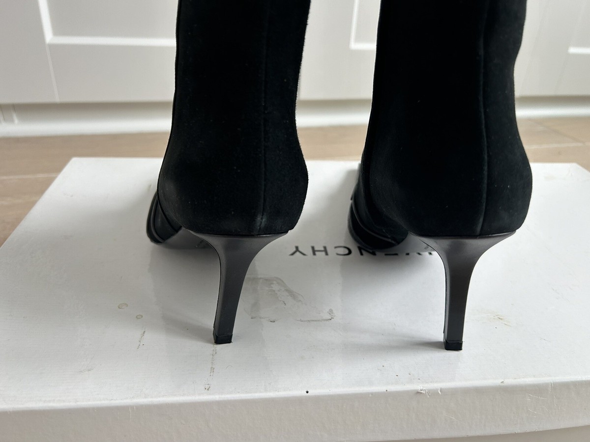 Givenchy High Hill Black Boots Suede Stingray Bows Details Givenchy High Hill Black Boots Suede Stingray Bows Details