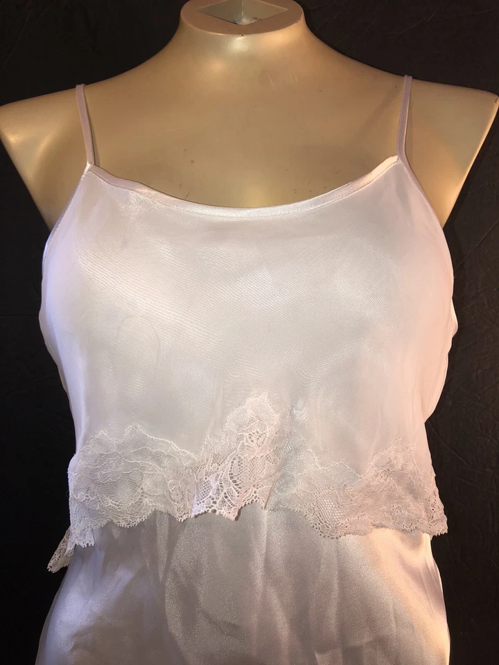 Jones New York Talla Pequeña Novia Satén Encaje Peignoir Conjunto Negligee Camisón Bata Foto 4 de 4