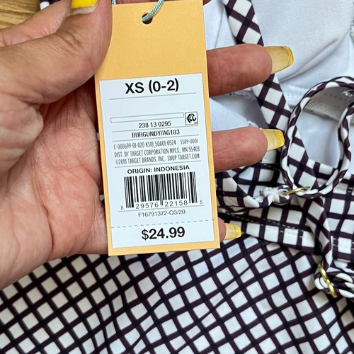 KONA SOL Tankini Swim Top Size XS White Purple Check print Diamond Pattern NWT - Picture 8 of 9