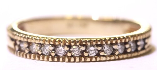 10k yellow gold .20ct SI2 J-K round diamond channel set wedding band ring 3.5g - Imagen 2 de 11