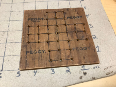 vintage EARLY -- PEGGY  - fox and hen type game (trademark) back 1908 burnt in