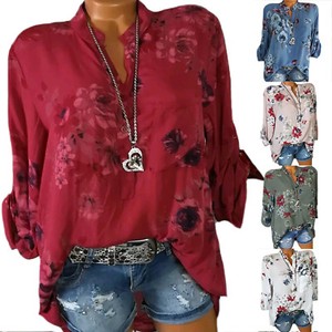 Womens-V-Neck-Floral-Print-Loose-Blouse-Tops-Long-Sleeve-Shirt-Beach-Plus-Size