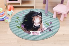 Kinderteppich Pferdefreunde Pferde grün rund 100cm