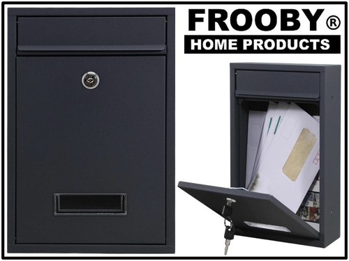 BLACK LARGE LETTER BOX MAIL BOX WALL MOUNTED POST BOX LOCKABLE WITH KEY NEW 49-2 - Picture 4 of 5