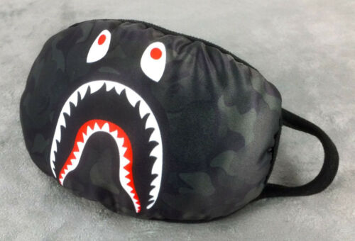 Camo Shark Mouth Camouflage Print Fashion Cotton Masks Cloth Face Cover Washable - Picture 5 of 14