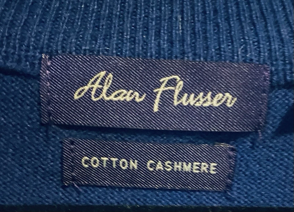 Suéter Alan River Para Hombres XL Azul Cuarto Cremallera Pullover Algodón Cachemira Golf Foto 4 de 4