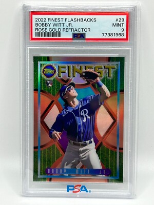 BOBBY WITT JR 2022 TOPPS FINEST FLASHBACKS ROSE GOLD REF 10/15 PSA 9 #29 JC