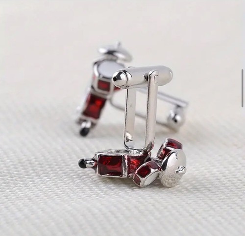 Drummer Musician Cuff Links Red Alloy Rock Drum - Picture 5 of 5