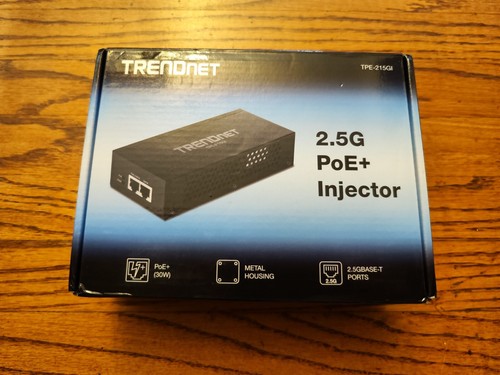 TRENDnet 2.5G PoE+ Injector, TPE-215GI, PoE 15.4W or PoE+ 30W 802.3at 802.3af