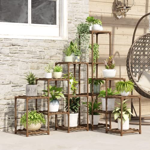 Plant Stand Indoor Corner Plant Shelf Outdoor Flower Shelves Wooden Plant - Picture 6 of 7