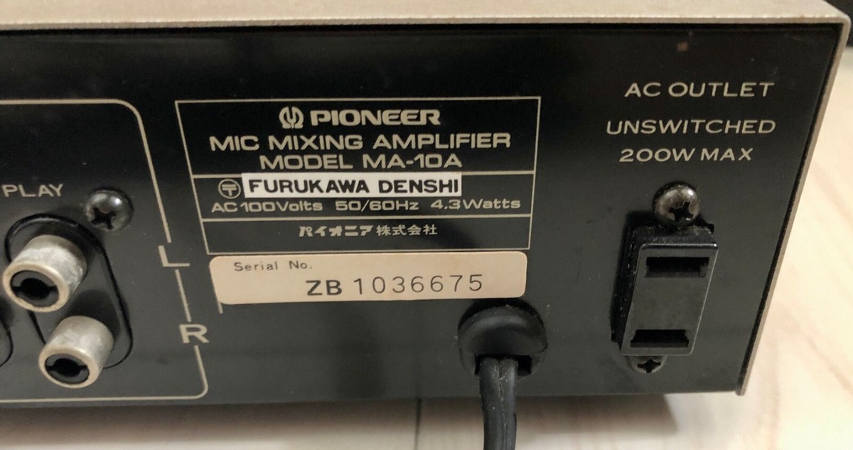 Pioneer MA-10A Mic Mixing Amplifier Line / Tape Furukawa