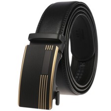 Trend Men's Automatic Buckle Belt Cowskin Leather Belt Ratchet Strap Gift Suit