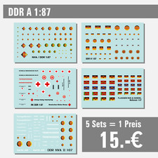 5 Sets - Waterslide Decal 1:87 -  DDR NVA DRK Tankfahrzeug Grenze Flaggen / A