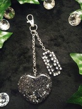LOOK HANDMADE "Blackened Heart" Resin Shaker Keychain