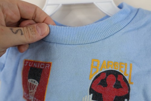 Vintage 70s 80s Toddler 3T Distressed Sports Club Crewneck Sweatshirt Blue USA - Picture 7 of 14
