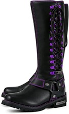 Dream Apparel Women&#039;s Harness Motorcycle Riding Boots Square Toe Biker... 