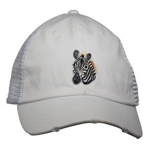 white distressed hat