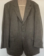 Tallia Uomo Mens 46L Blazer Wool Jacket Sport Coat Ivory Gray Brown Plaid