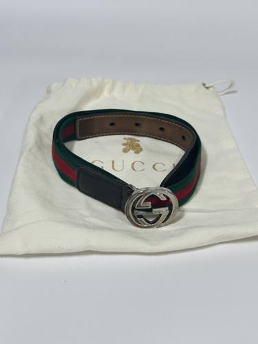 Authentic Gucci Kids Belt Elastic Web Green and Red Interlocking G size S - Picture 2 of 13