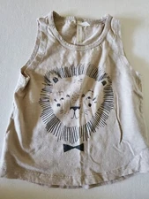 Rylee and Cru 6-12 M Tank Top Shirt Grey Lion 100% Cotton