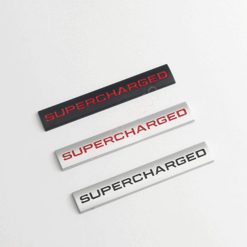 SUPERCHARGED ALUMINUM SILVER RED BADGE EMBLEM FITS RANGE ROVER LAND ROVER - Picture 8 of 15