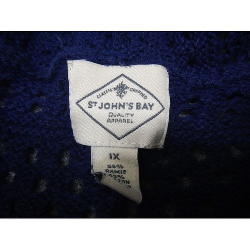 St John's Bay Navy Blue Crochet Knit Cardigan Size 1X Short Sleeve Open Front - Picture 3 of 12