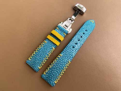 Blue Stingray Leather Watch Strap Band, Size 18mm 19mm 20mm 21mm 22mm 24mm 26mm - Picture 4 of 10
