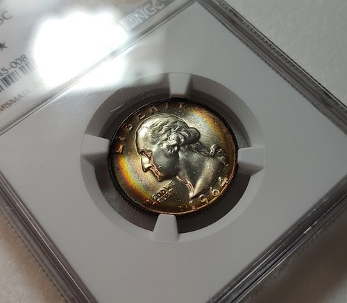 Rainbow TONED 1964-D Washington Quarter 25C NGC MS66 * STAR #6487945-008 - Picture 2 of 7