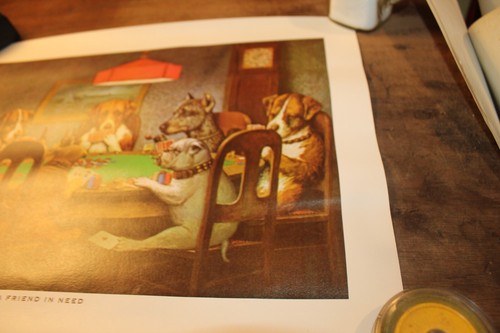Vintage 12" x 16" C M Collidge Dogs Print A Friend in Need - Picture 6 of 6