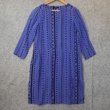 Oversized Cobalt Blue Silk Dress Medium Casual Party Aztec Ethnic Career TIBI