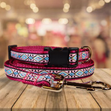 Pink Tribal Dog Collar, Leash, or Martingale- 3/4"