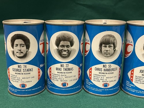 Lot Of 6 Vintage Washington Redskins RC Cola Cans Theismann Hanburger Starke - Picture 2 of 3