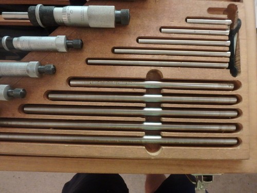3D-large STARRETT 12 pc. set of 436 micrometers 0-12" set complete & wood case - Picture 4 of 7