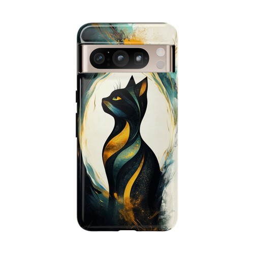 Cat Abstract Yellow Black Phone Case for iPhone, Samsung Galaxy, Pixel - 第 229/240 張圖片