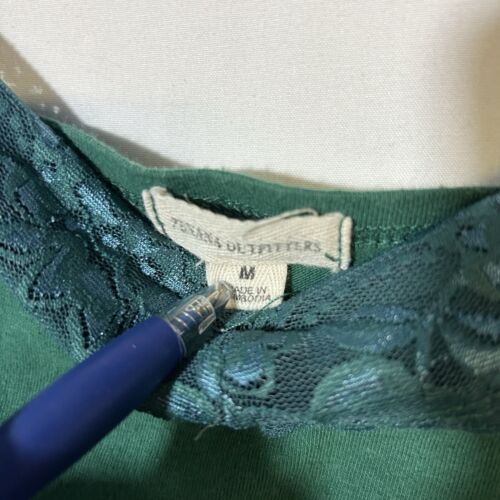 Zenana Outfitters Y2K Green Lace Trim Cami Tank Top Medium adjustable strap long - Picture 3 of 7