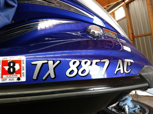2 color Boat Registration Numbers PWC Decals Stickers Graphics Hull Bass Waverun - Picture 6 of 12