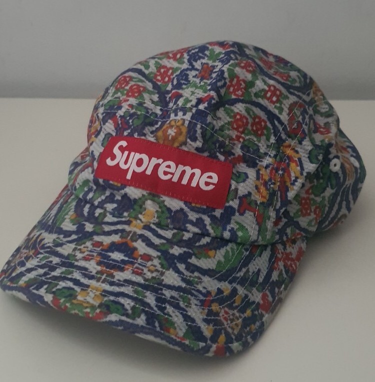SS23 Supreme Washed Chino Twill Camp Cap Red box logo