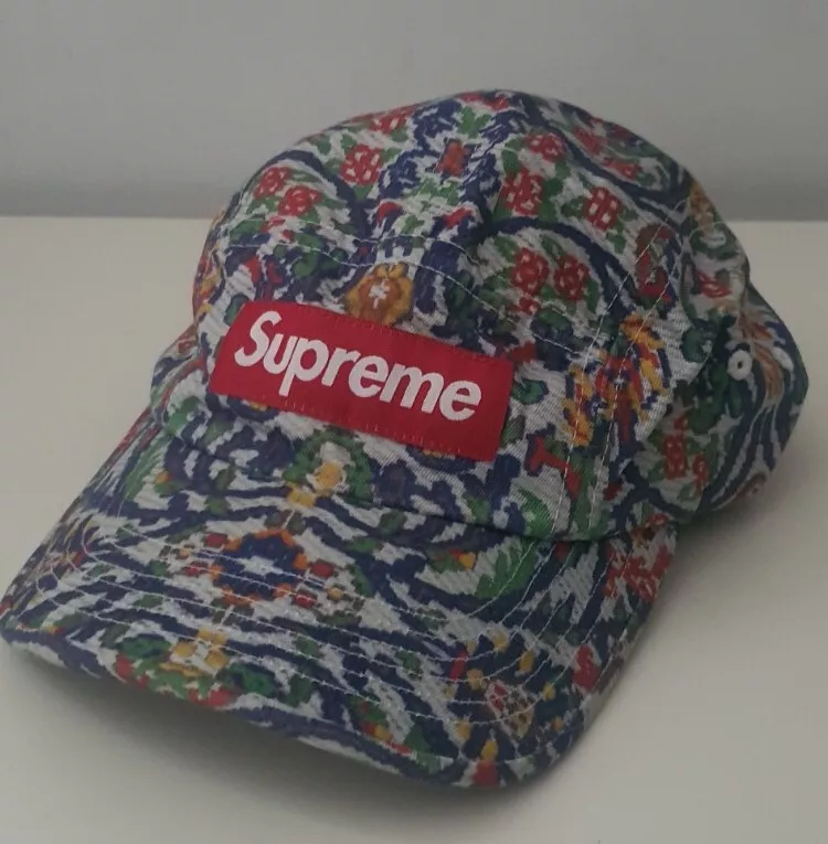 Casquette de camp en sergé chino lavé SS23 Supreme boîte rouge logo tapisserie chapeau