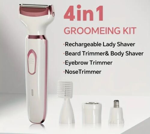 4 in 1 Women Electric Shaver Painless Rechargeable Lady Bikini Legs Hair Razor. - Picture 2 of 7