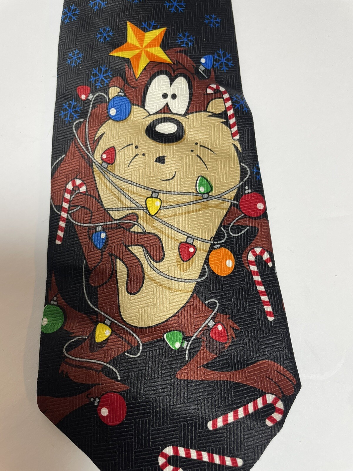 Taz Christmas Tie Lights Candy Canes Snowflake Gem