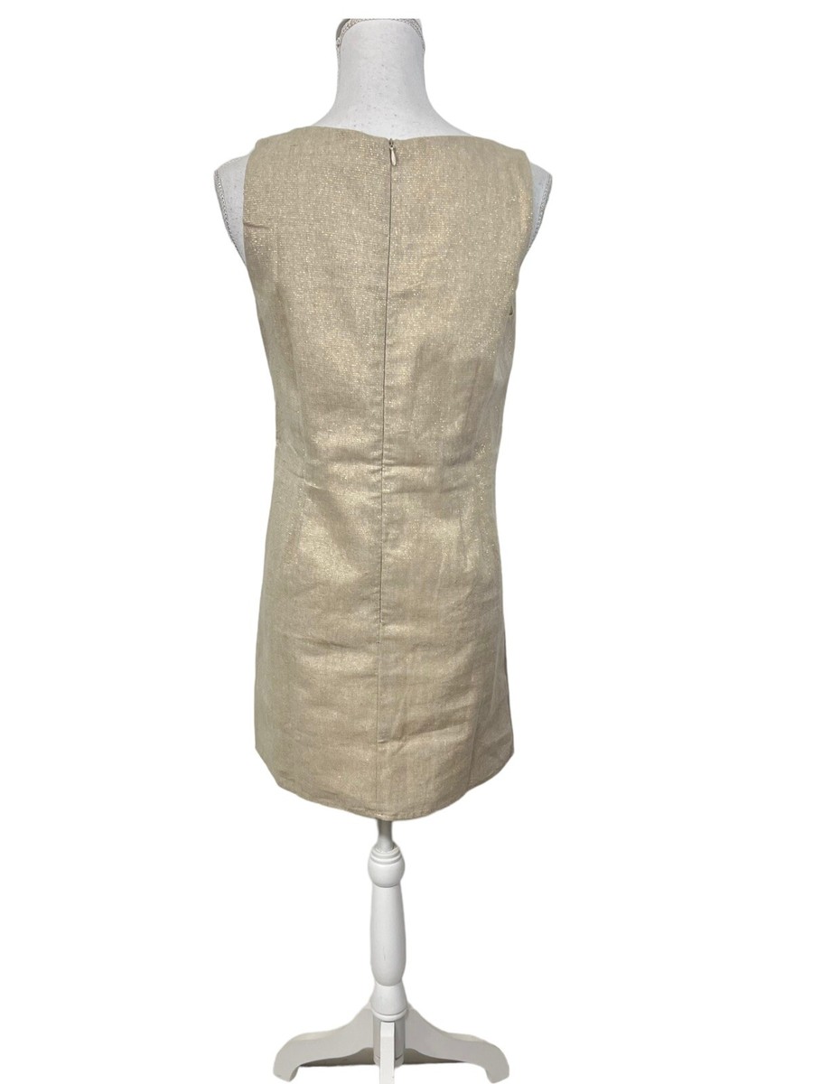 Luxmii Mini Linen S Shift Dress In Gold Metallic Linen Lurex W/ Sparkle No  Belt | eBay