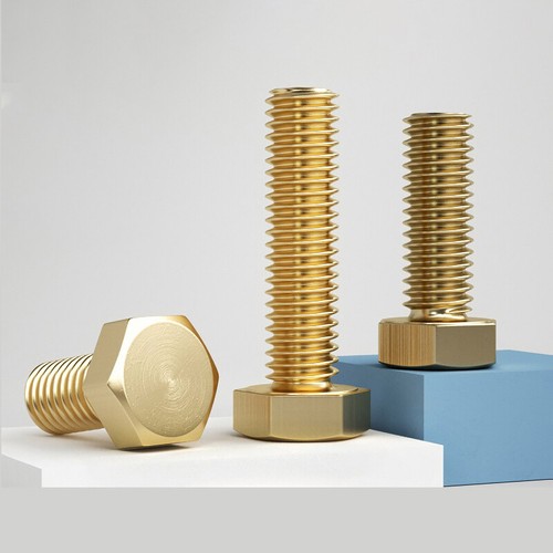 Brass Hex Head Screws DIN 933 Full Thread Hexagon Bolts M4 M5 M6 M8 M10 M12 - Picture 7 of 8