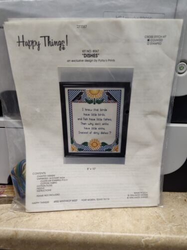 Vintage Happy Things Counted Cross Stitch Kit - Dishes - Unopened - Picture 1 of 3