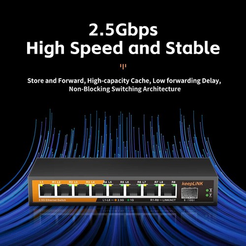 8-Port 2.5Gbps Ethernet Network with 1-10Gb SFP+ Unmanaged Plug and Play - Picture 13 of 21