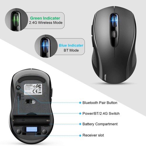 Wireless Mouse,Bluetooth 5.0,3.0 with USB Nano Receiver,Macbook Windows,Android - Picture 5 of 14