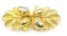 Vintage 1975s Mimi Di N Oak  Acorns Belt Buckle Gold Tone
