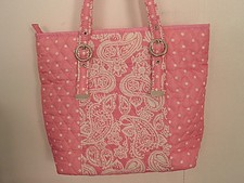 Pink baby girl quilted diaper bag /tote w/wallet cosmetic bag New Free shipping