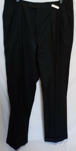 Hickey Freeman Nordstorm Madison Black pinstripes Suit 42 Reg 34x30 Pleats cuffs - Picture 8 of 12