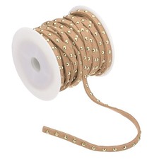 32.8ft Studded Faux Suede Cord Rope for Jewelry Making, Light Brown Golden
